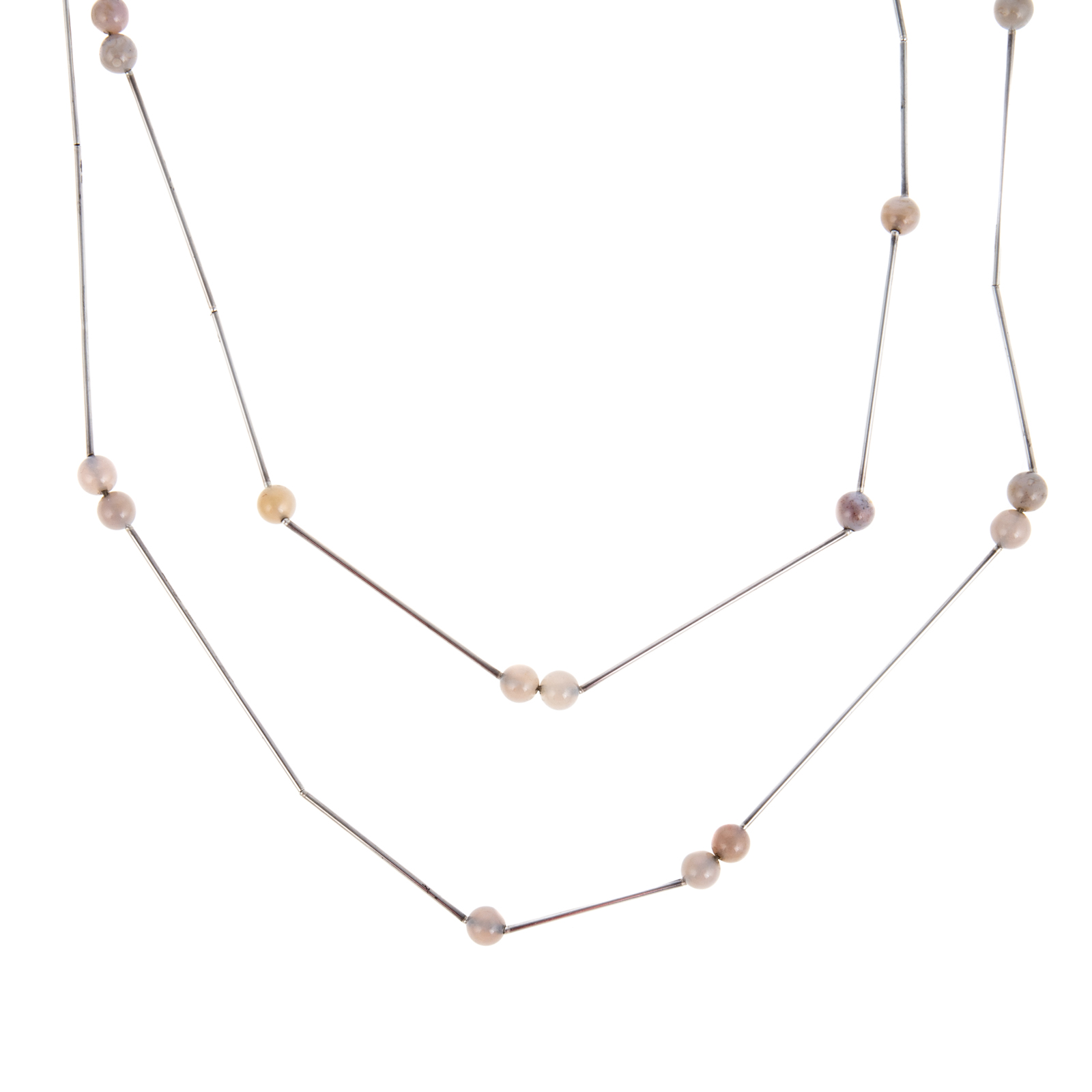 TWO MODERN JADE BEAD NECKLACES BY