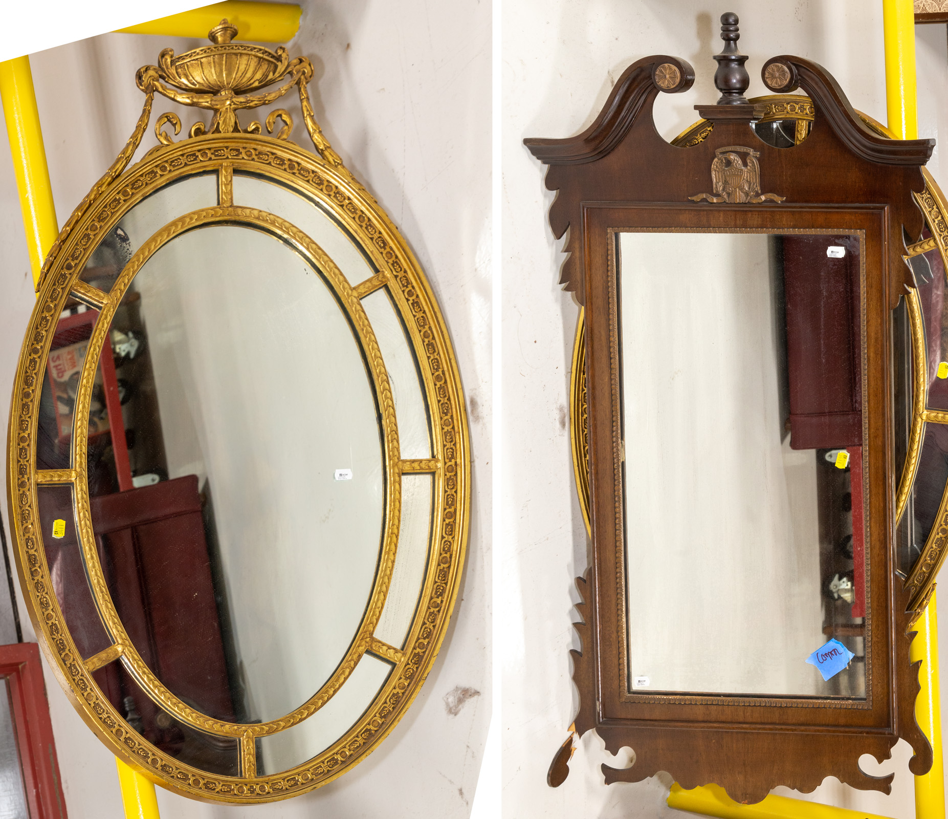 TWO MODERN MIRRORS Includes gilt