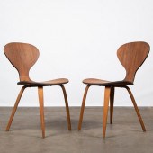 TWO MODERN MOLDED PLYWOOD SIDE