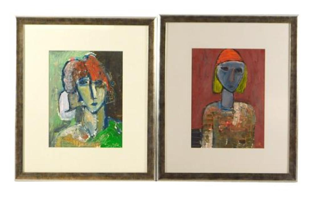 TWO MODERN PORTRAITS, OIL ON