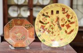 TWO MODERN REDWARE PLATES.  Am