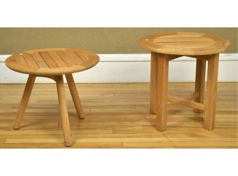 Two modern teak tables/stands by