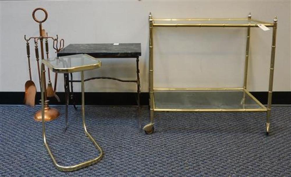 TWO MODERN TUBULAR BRASS TONE TEA