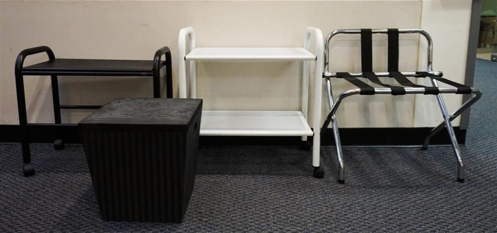 TWO MODERN WHITE AND BLACK ENAMELED