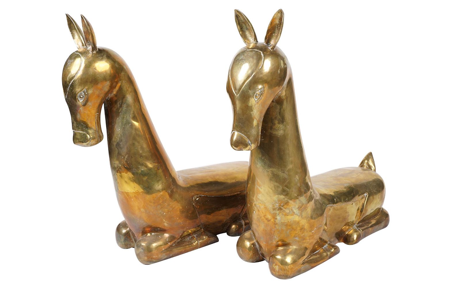 TWO MODERNIST BRASS STYLIZED