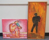 TWO MODERNIST STYLE FIGURAL PA