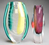 TWO MODERNIST STYLE GLASS VASE