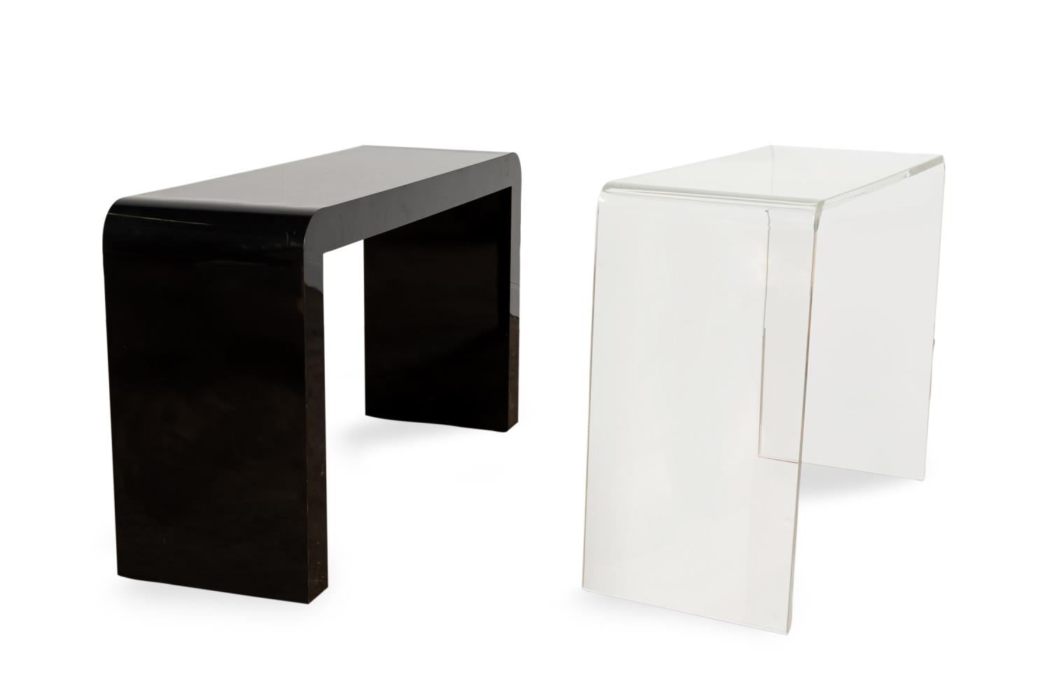 TWO MODERNIST WATERFALL CONSOLE