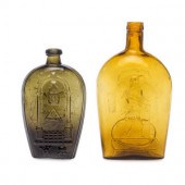 Two Molded Glass Amber and Oli