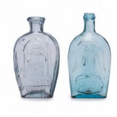 Two Molded Glass Aqua and Clea