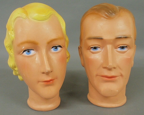 Two molded terracotta heads