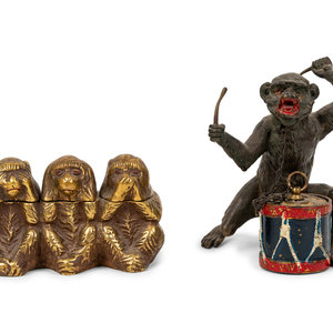 Two Monkey-Form Inkwells Late