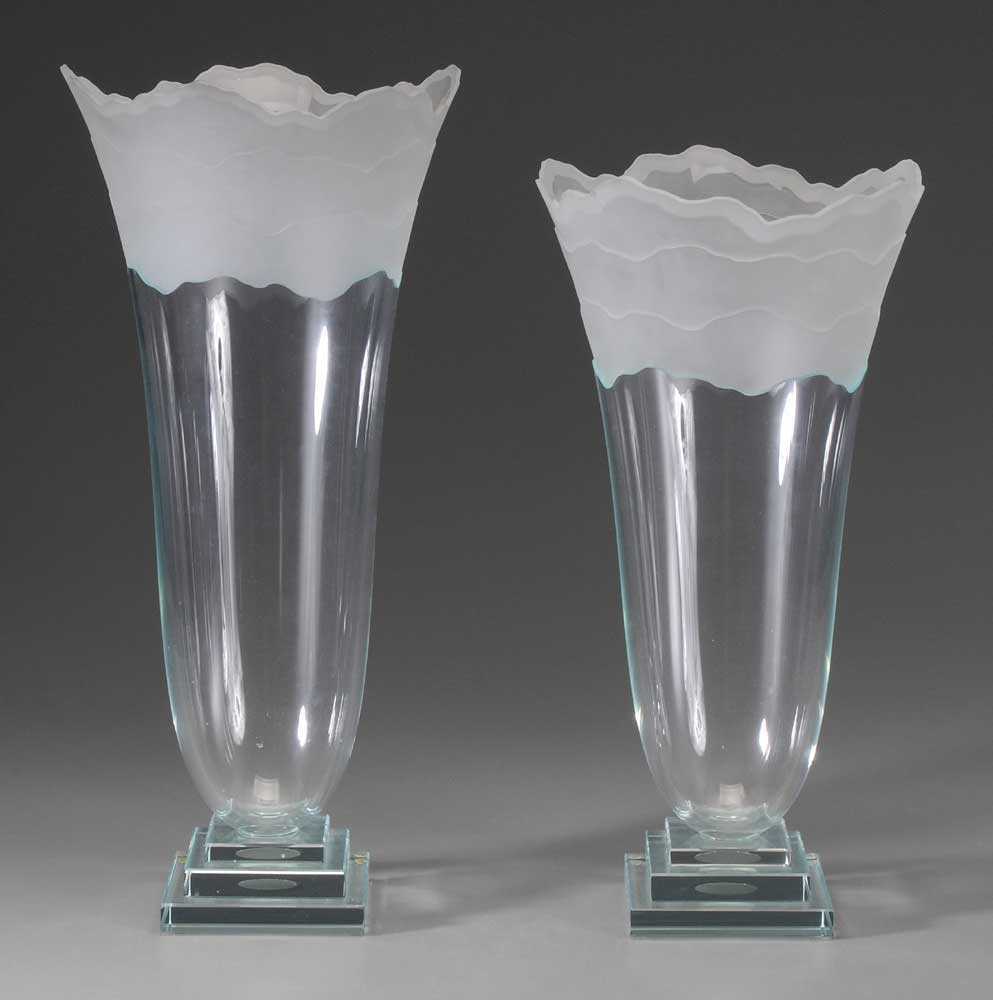 Two Monumental Art Glass Vases