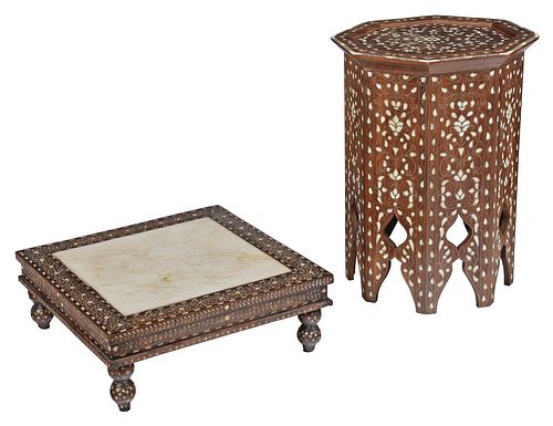TWO MOORISH STYLE INLAID HARDWOOD
