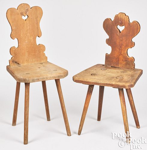 TWO MORAVIAN PINE BRECHSTUHL,