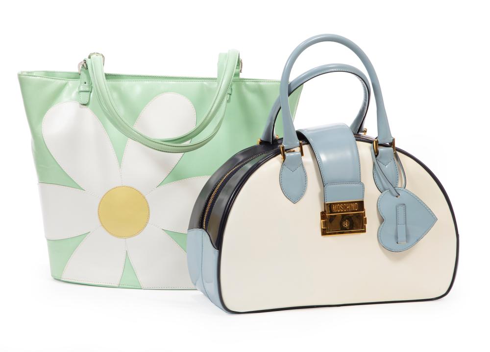 TWO MOSCHINO LEATHER HANDBAGSTwo