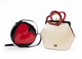 TWO MOSCHINO LEATHER HEART OR