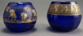 TWO MOSER GILT DECORATED COBAL