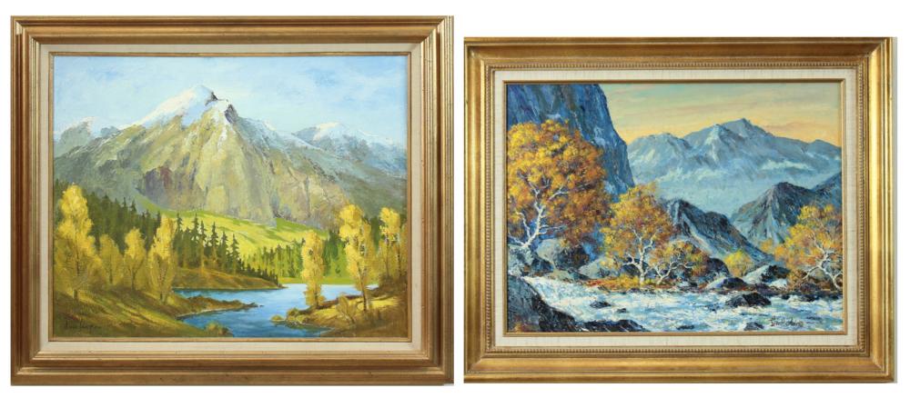 TWO MOUNTAIN LANDSCAPES, OIL