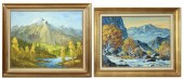 TWO MOUNTAIN LANDSCAPES, OIL P