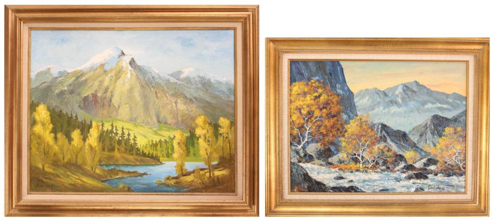 TWO MOUNTAIN LANDSCAPES, OIL