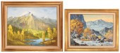 TWO MOUNTAIN LANDSCAPES, OIL P