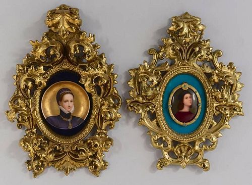 TWO MOUNTED PORCELAIN PLAQUESTwo