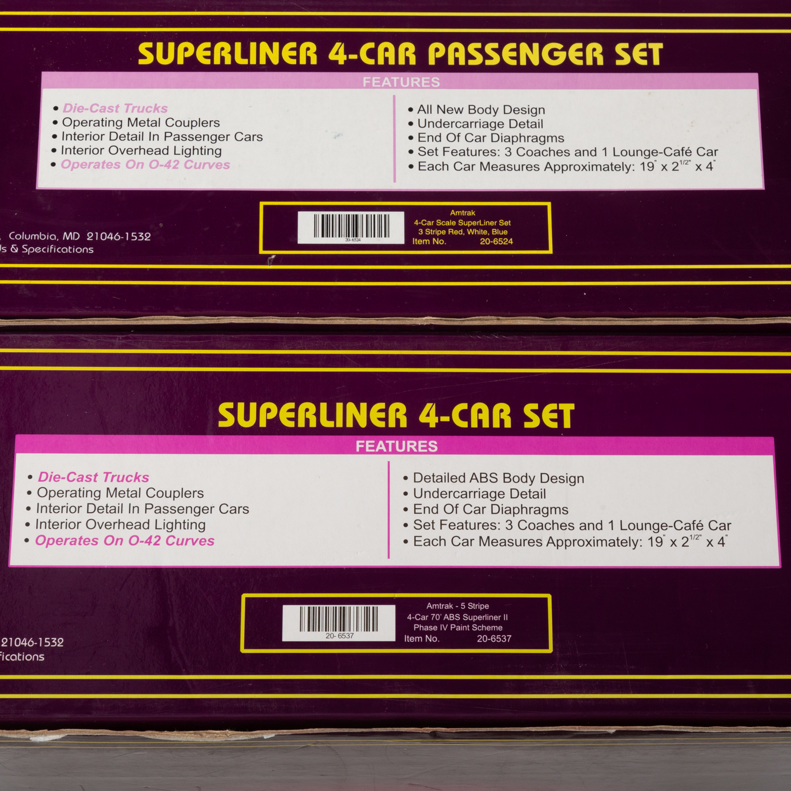TWO M.T.H. SUPERLINER FOUR-CAR