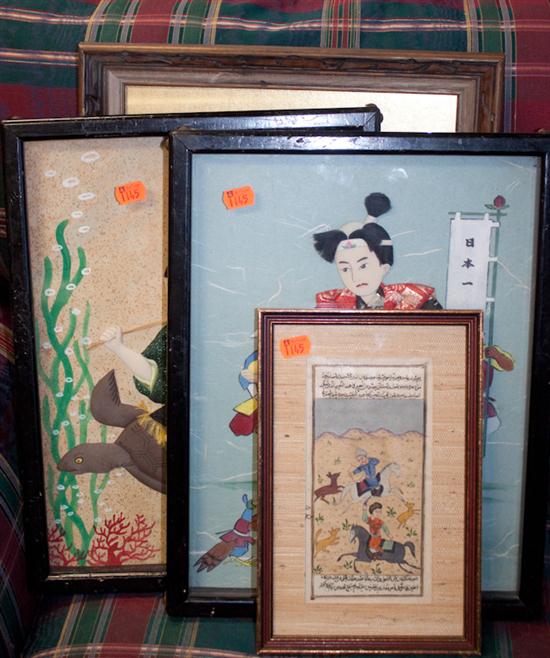 Two Mughal watercolors framed and