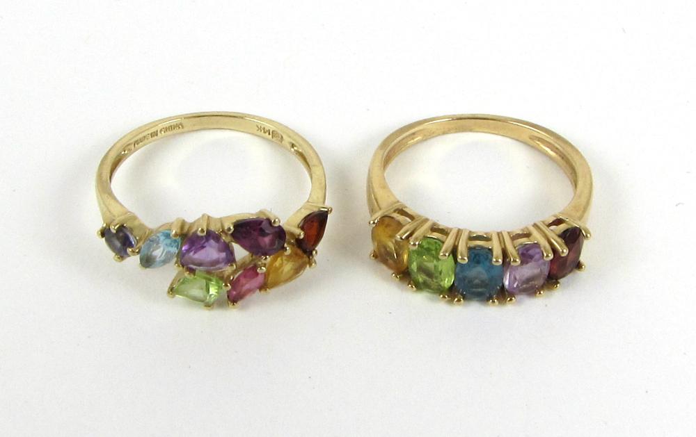 TWO MULTI-COLOR GEMSTONE AND