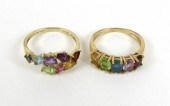 TWO MULTI-COLOR GEMSTONE AND F