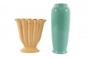 TWO MUNCIE VASES, 11” T X 4” D