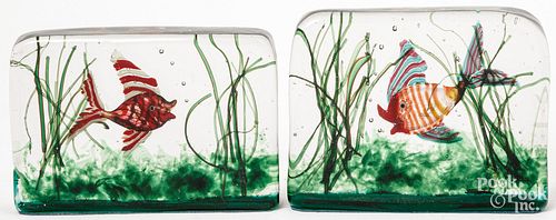 TWO MURANO ART GLASS FISH