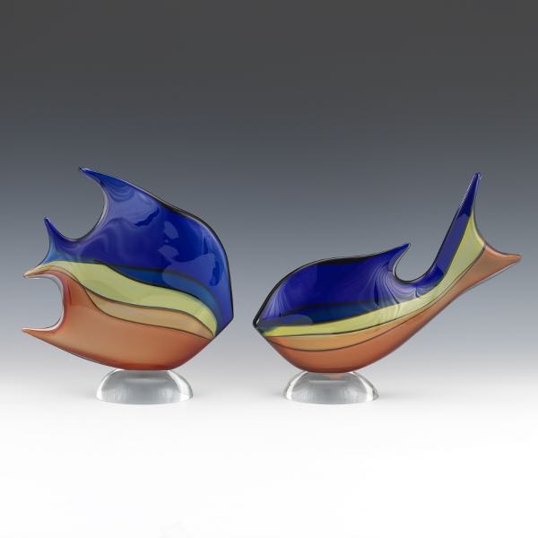 TWO MURANO ART GLASS LARGE FISH