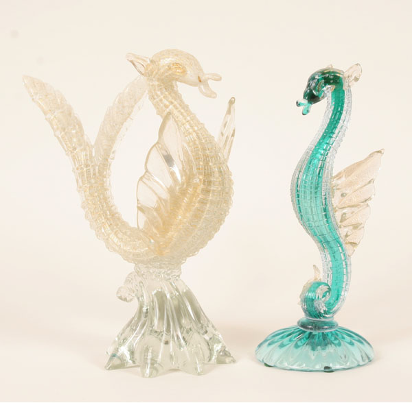 Two Murano art glass mythical