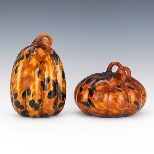TWO MURANO ART GLASS PUMPKIN
