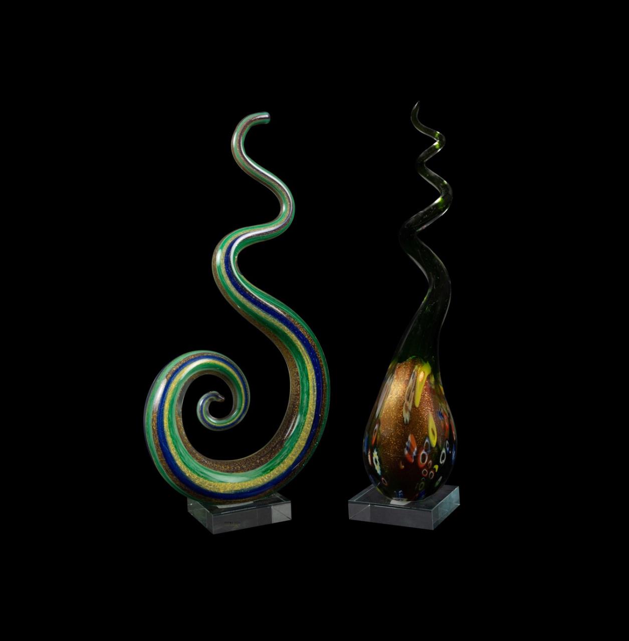 TWO MURANO ART GLASS SPIRAL