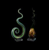 TWO MURANO ART GLASS SPIRAL SC