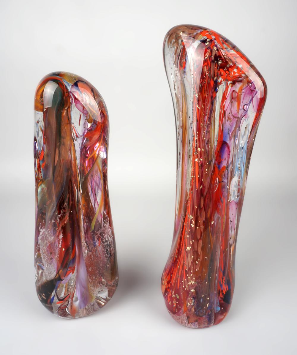 TWO MURANO GLASS PILLARS AND A