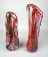 TWO MURANO GLASS PILLARS AND A