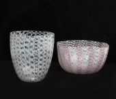 TWO MURANO LATTICINO GLASS ART