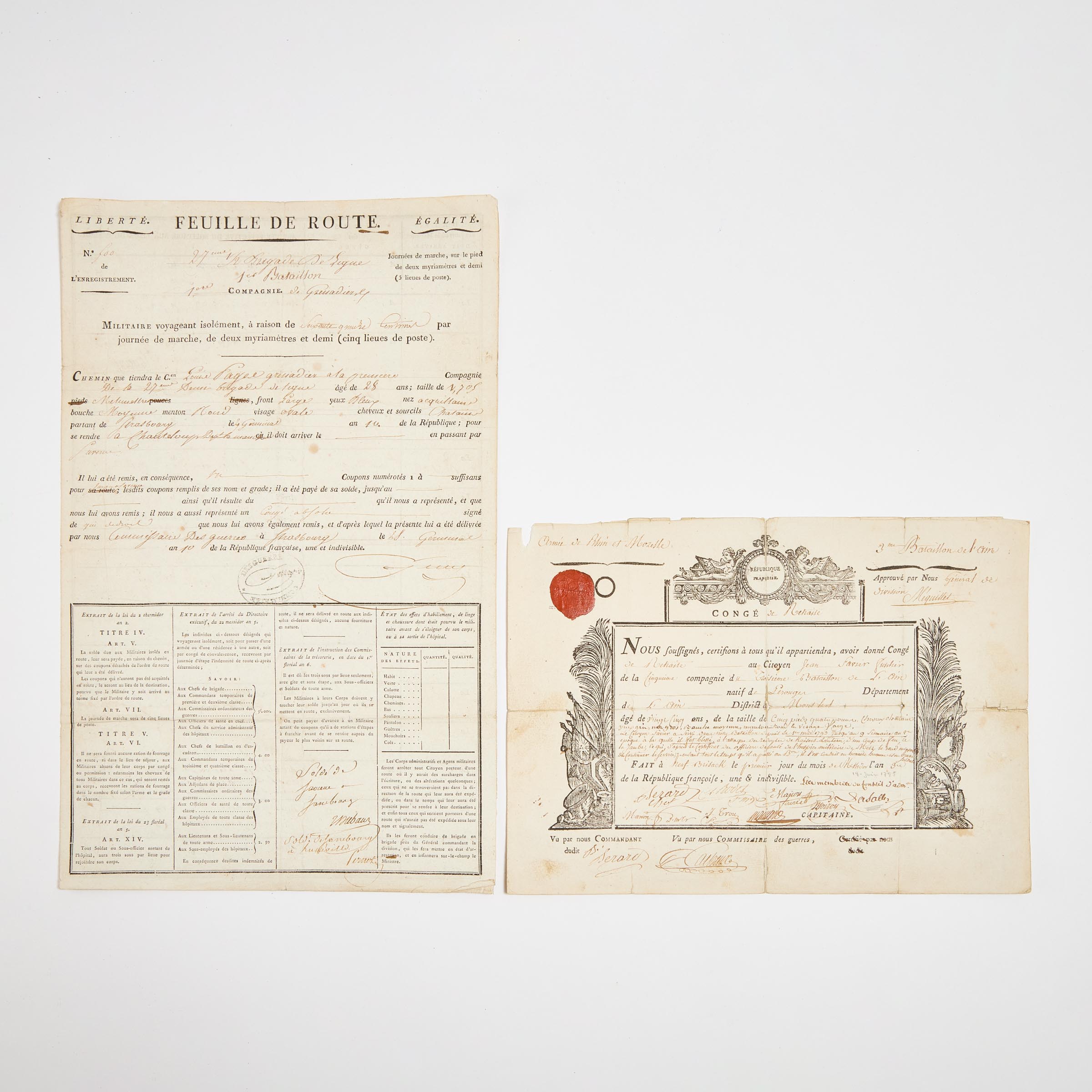 Two Napoleonic Documents, 1795 &