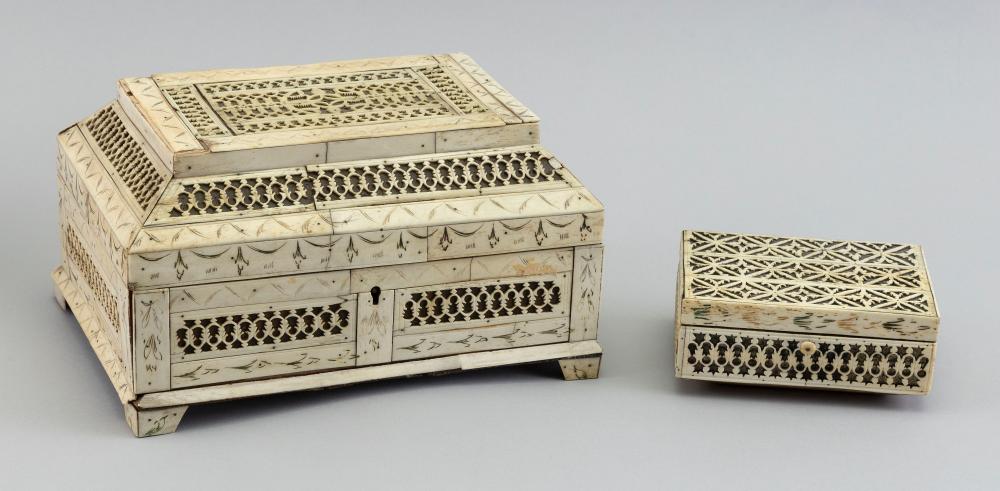 TWO NAPOLEONIC PRISONER-OF-WAR BONE