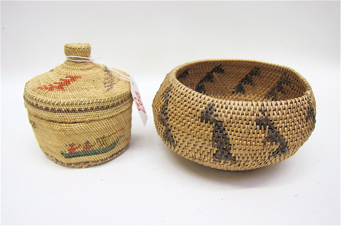 TWO NATIVE AMERICAN INDIAN BASKETS: