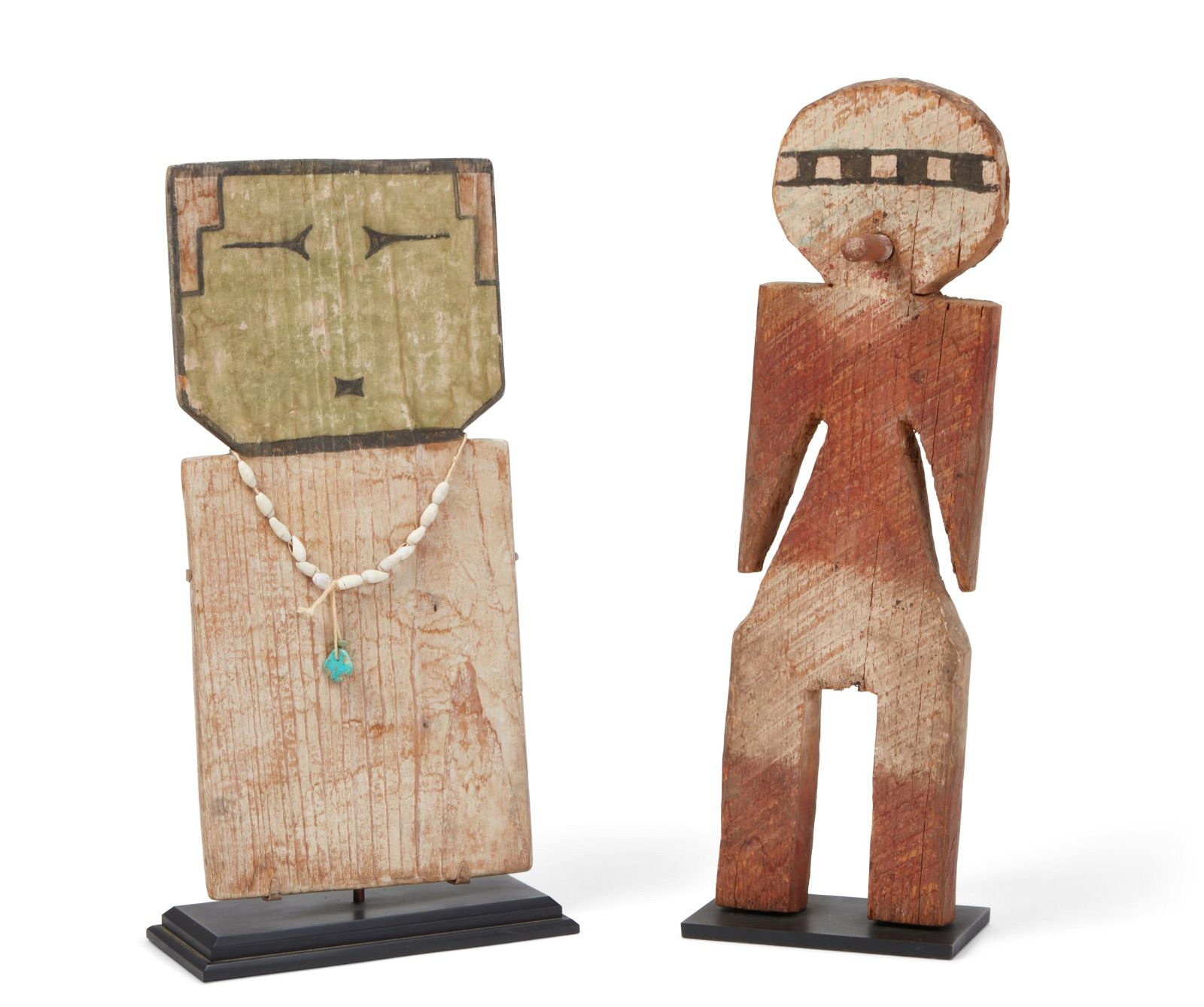 TWO NATIVE AMERICAN WOOD FLAT