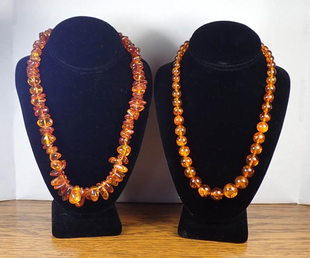 TWO NATURAL BALTIC AMBER BEAD