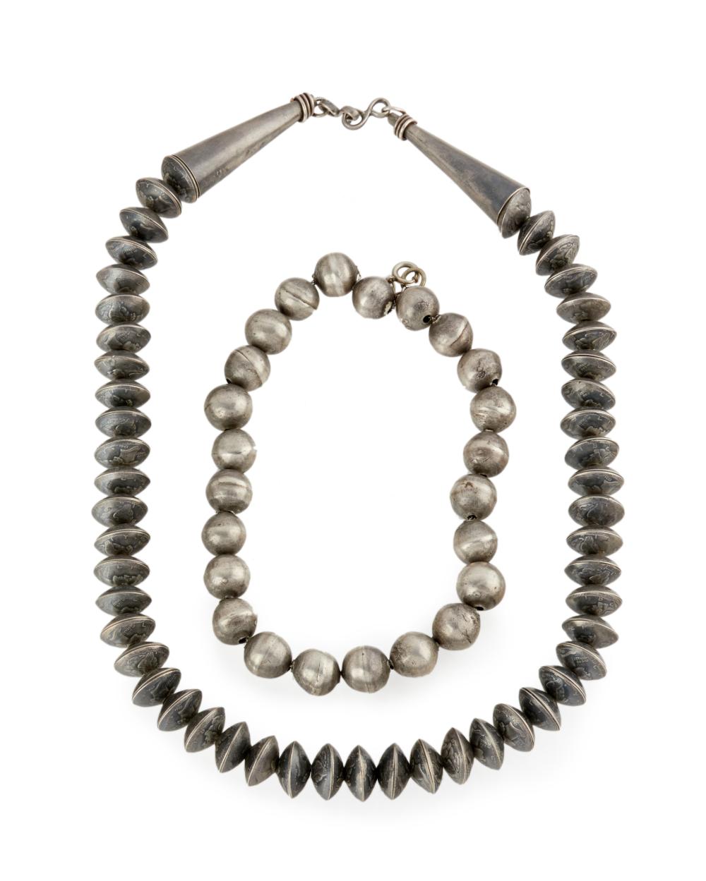 TWO NAVAJO BEAD NECKLACESTwo Navajo