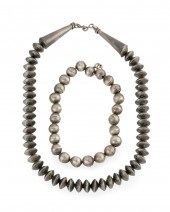 TWO NAVAJO BEAD NECKLACESTwo N