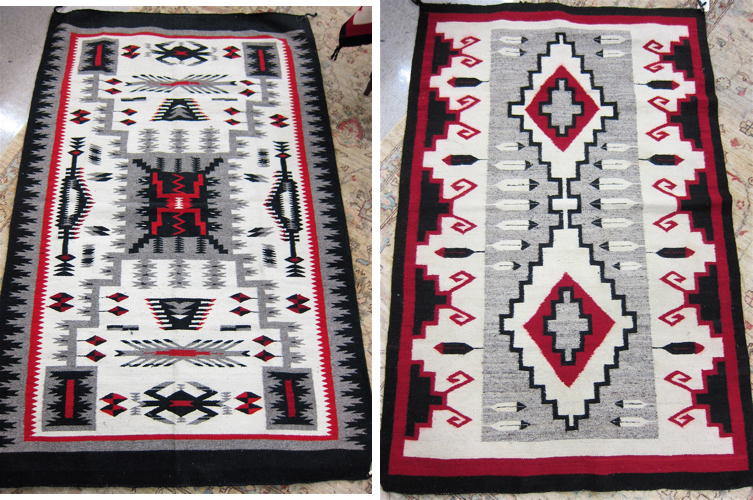 TWO NAVAJO INDIAN AREA RUGS:
