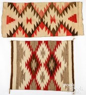 TWO NAVAJO INDIAN WOVEN RUG TE